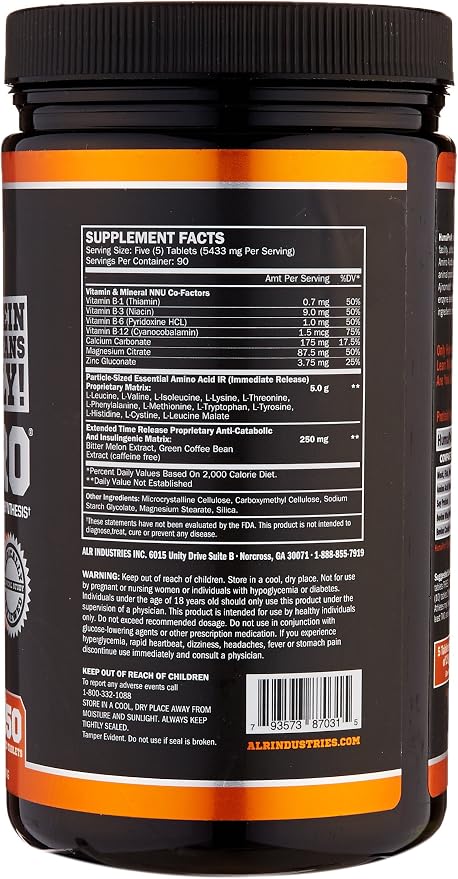 ALR Industries HumaPro Essential Amino Acid Formula | EAA Protein Supplement | Supports Muscle Recovery & Performance | Vegan, Gluten Free | | 450 Tablets | 90 Servings