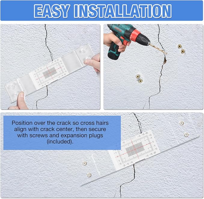 Concrete Crack Monitor, Crack Monitoring Record Standard Tell-Tale Crack Monitor for the Standard and Corner Tell-Tale (`1PC)