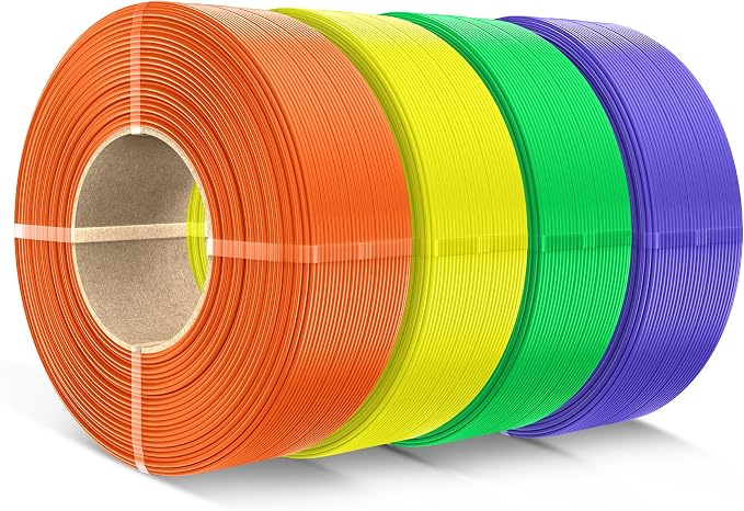 SUNLU Filament Refill 1.75mm,Sunny Orange+Yellow+Green+Lavender Purple | pla Refill 4kg,Suitable for Bambu Lab Filament and SUNLU Reusable spools,Dimensional Accuracy +/- 0.02 mm.