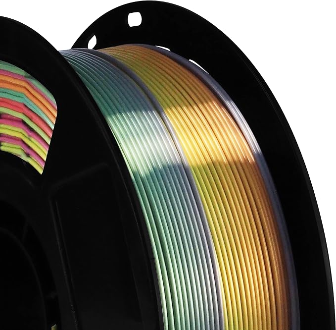 BBLIFE Silk Shiny Multi Color Fast Change Rainbow PLA Filament, 1kg 2.2lbs 1.75mm 3D Printing Material, Widely Support for FDM 3D Printer, Easy to Print