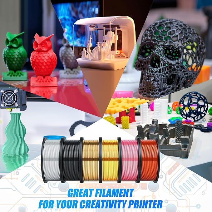 Pangda 3D Printer Filament Pla Bundle 1.75mm Multicolor, ±0.02mm Dimensional Accuracy, 3D Printing Filament for DIY Projects, Holiday Crafts(1.5 kg,Metallic Color)