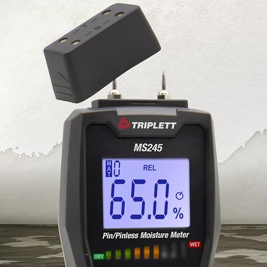Triplett MS245 Pin/Pinless Moisture Meter for Wood and Building Materials with Audible Indicator