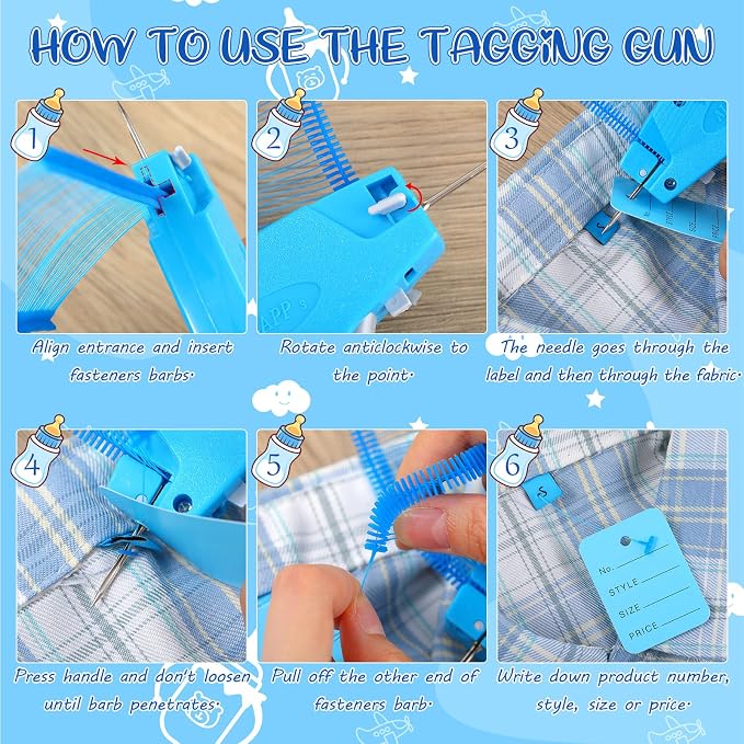 Chumia 3576 Pcs Tagging Guns for Clothes Labels Attacher Stitch Guns for Clothing with 3000 Barbs, 5 Needles and 100 Price Tags, Sewing Kit for Retail Stores, Garage Yard Sales(Sky Blue)