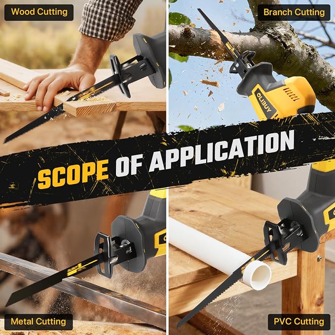 Reciprocating Saw for Dw 20V Battery, Cordless Reciprocating Saws with 8 Blades,0-3000SPM Variable Speed, Cordless Sawzall for Wood/Metal/PVC Cutting(Battery Not Included)