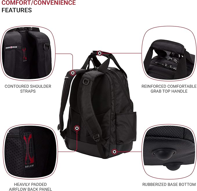 SwissGear Tool Bag Backpack, Fits Up to 15-Inch Laptop, Work Pack, Black