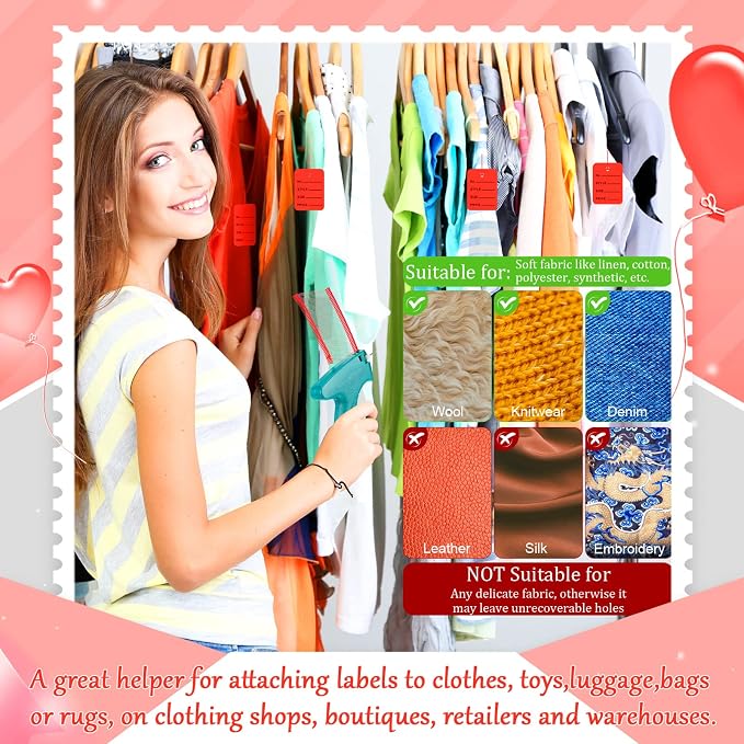 Chumia 3576 Pcs Tagging Guns for Clothes Labels Attacher Stitch Guns for Clothing with 3000 Barbs, 5 Needles and 100 Price Tags, Sewing Kit for Retail Stores, Garage Yard Sales(Red)