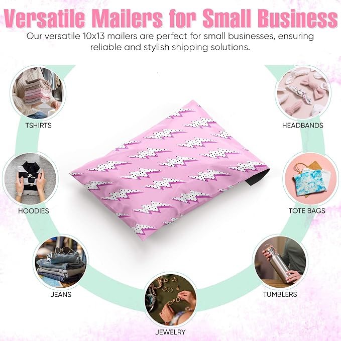 10x13 Poly Mailers – Lightning Bolt – Waterproof, Tear-Resistant Shipping Bags with Adhesive Seal – 25 Pack – Package Mint