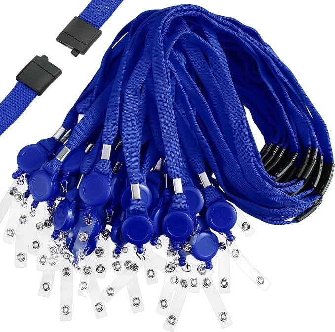 Windyun 120 Pcs Breakaway Lanyard with Safety ID Bulk Retractable Lanyards Flat Neck Straps (Blue)