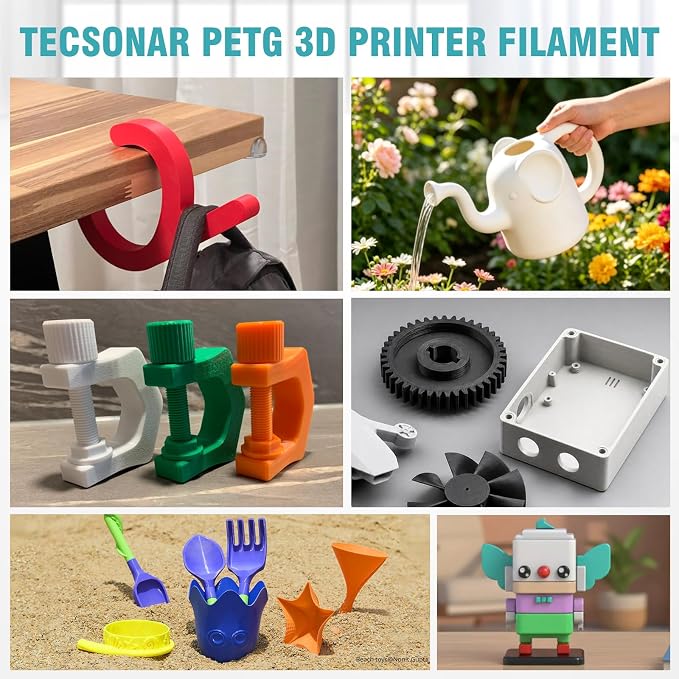 1.75mm PETG Filament 8 Colors 250g 8 Pack, Low Warping High Toughness 3D Printer Filament for Most FDM 3D Printers