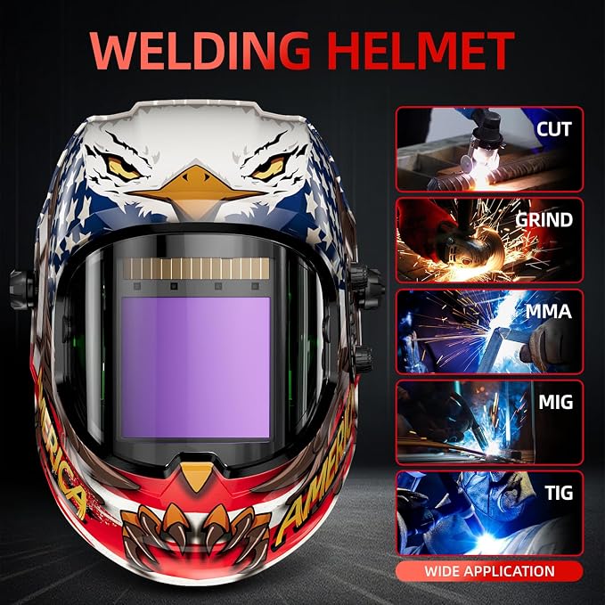 ANDELI Welding Helmet,Panoramic 180° 3.94"X3.74"Large Viewing True Color Solar Powered Auto Darkening Welding Helmet with Side View 4 Arc Sensor 4/5-8/9-13 Welder Mask MONERAE