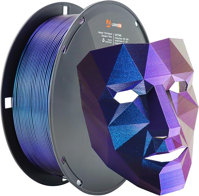 LOVOON 3D PLA Filament 1.75mm, Burnt Titanium 3D Printer Filament Sparkle Subtle Glitter pla Filament, Sparkle Galaxy Purple/Blue-Upgraded,1KG(2.2lb)/Spool