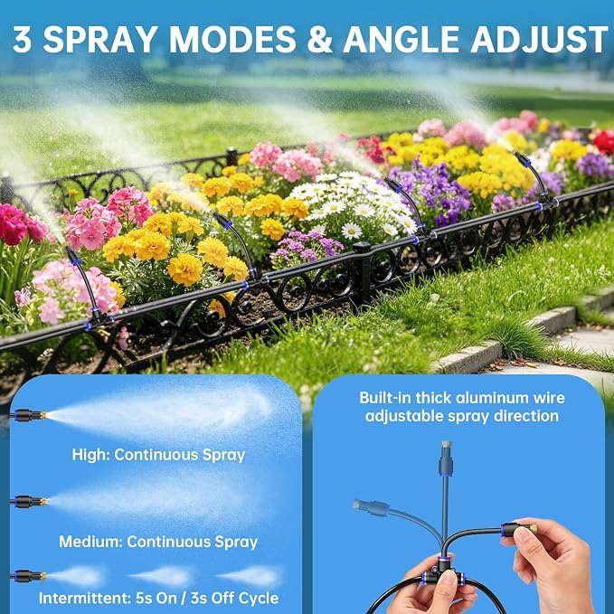 IGRL 26FT Portable Misting System for Cooling, Misters for Outside Patio with 20L Foldable Tank, 6000mAh Pump & 6 Adjustable Brass Nozzles for Umbrella, Camping, Golf Cart, Sport