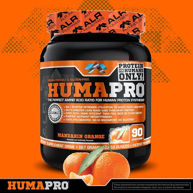 ALR Industries HumaPro Essential Amino Acid Formula | EAA Protein Supplement | Supports Muscle Recovery & Performance | Vegan, Gluten Free | | 90 Servings (Mandarin Orange)