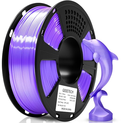 Geeetech Purple Silk PLA Filament 1.75mm for 3D Printer, Metal-Like Shiny 3D Filament 1kg (2.2lbs) 1 Spool, Dimensional Accuracy +/- 0.02 mm, Metallic Purple