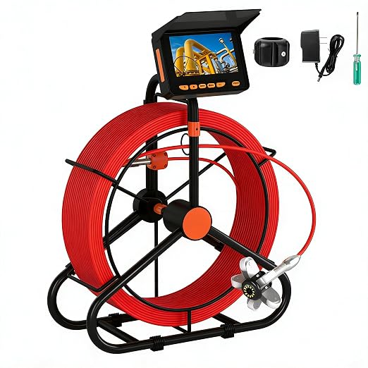 Sewer Borescope Camera 25FT,JQKJCAM Plumbing Sewer Drain Inspection Camera with 6PCS Lights for Home Industrial Pipes