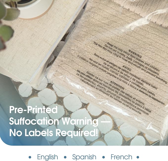 Spartan Industrial - 13” X 15” (200 Count) Self Seal Clear Poly Bags with Suffocation Warning for Packaging, T Shirts - Permanent Adhesive