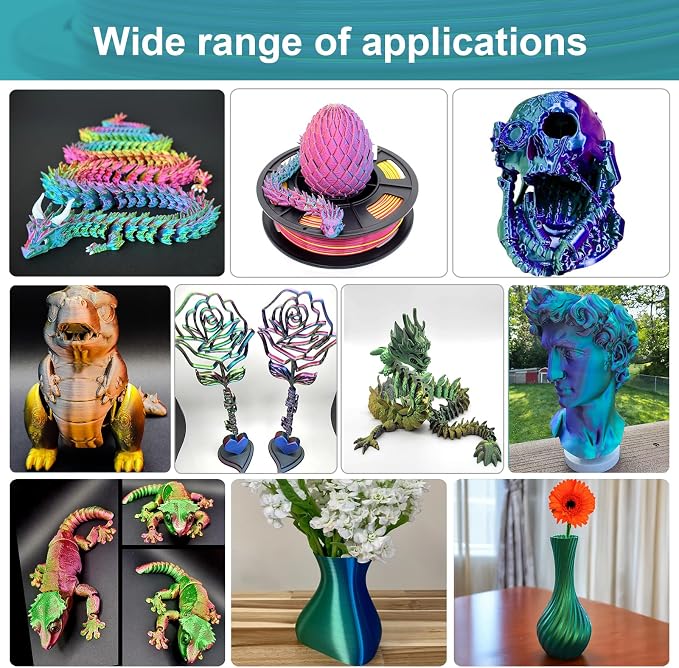 3D Printer Filament Bundle,1.75MM Silk PLA Filament Multicolor 250g*10 Rolls,Bulk Filament fits for Most FDM 3D Printers.
