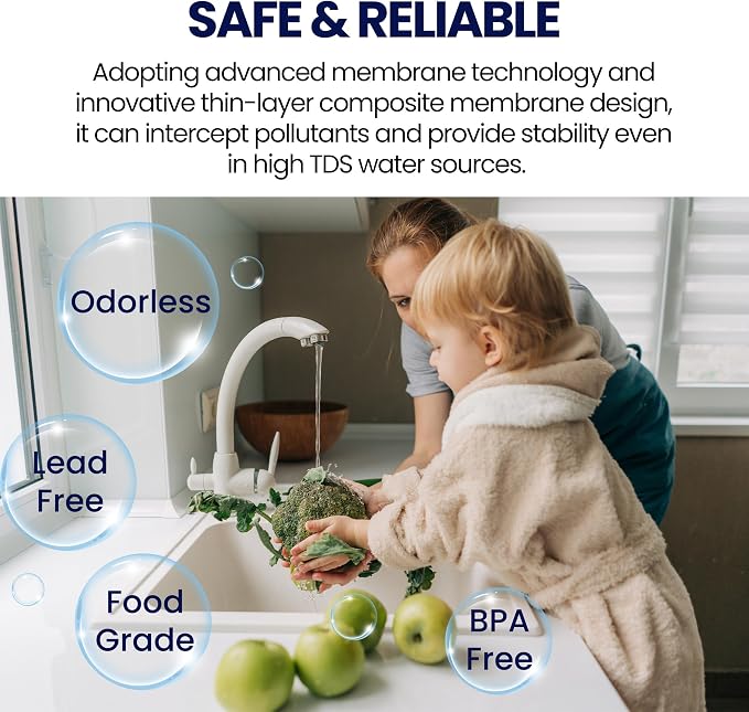 400 GPD RO Membrane Filter Reverse Osmosis Membrane 3.0"x12" Water Filter Replacement for Under Sink Home Drinking RO Water Filter System (Model RO-3012-400)