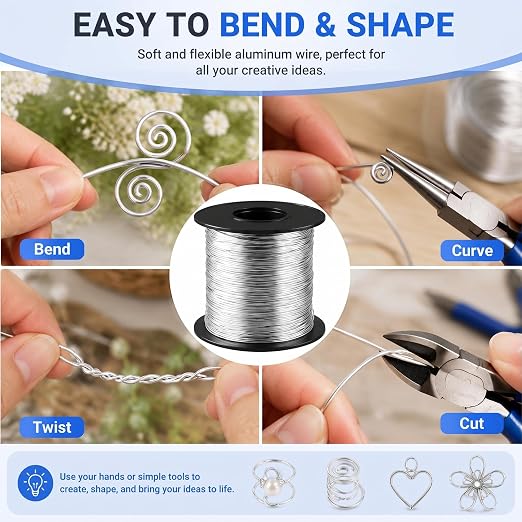 Therwen 200ft 20 Gauge Stainless Steel Wire for Gardening, Electroculture, Bonsai, Jewelry Making Beading DIY Craft Pure Bare Stainless Steel Wire Spool