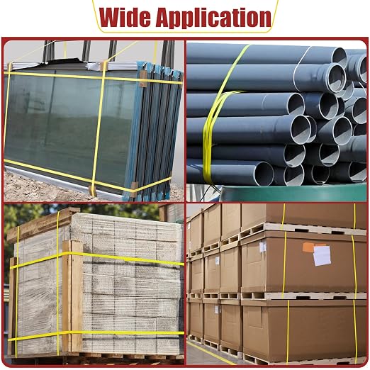 MYFAMIREA Heavy Duty Packaging Strapping, 1/2" x 3500FT Polypropylene Plastic Packaging Strapping, 300 Metal Seals, for Pallets, Logistics, Warehouse, Box Packaging and Shipping, Yellow