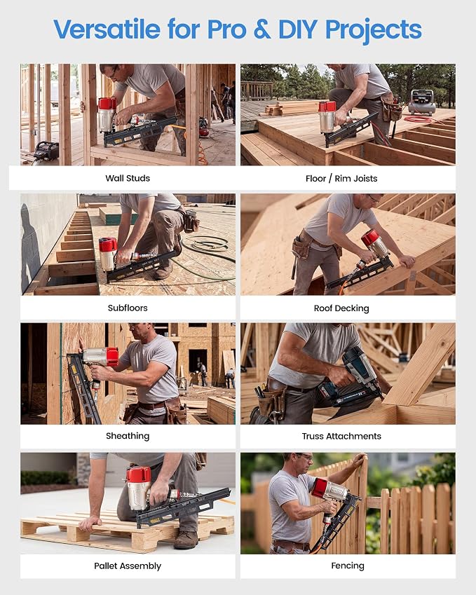 meite 21 Degree Framing Nails 3-1/4 Inch Galvanized Plastic Collated Framing Nails, Full Round Head Smooth Shank Structural Nails for 20°-22° Framing Nailer Gun Roof Decking Sheathing 1,000PCS | Full Round Head Smooth Shank Framing Nails, for 20-22° Pn...