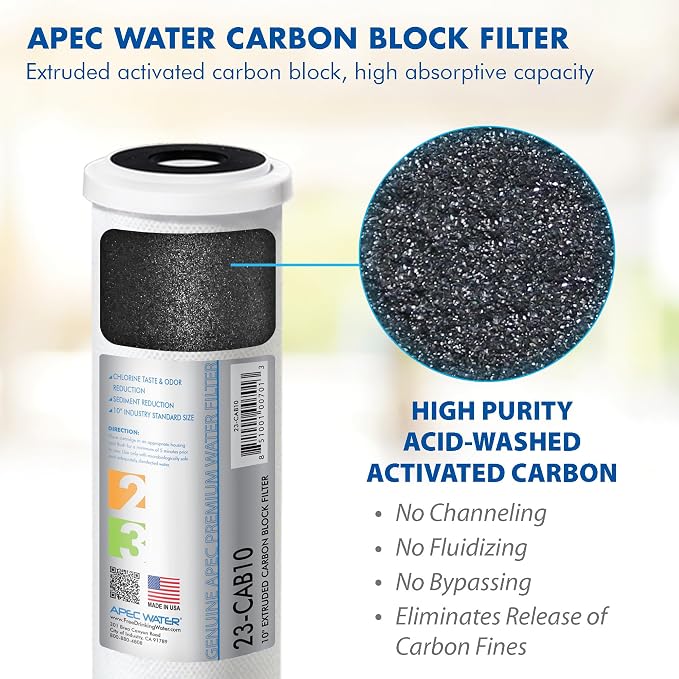 APEC Water Systems 23-CAB10 US MADE 10” x 2.5” Carbon Block Water Filter For Reverse Osmosis System