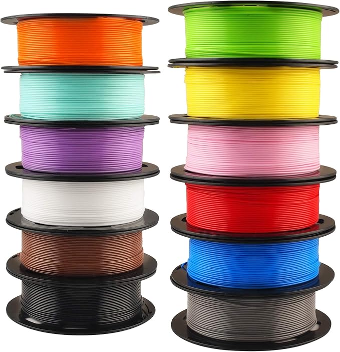 1.75mm 3D Printer Normal PLA Filament 12 Bundle, Most Popular Colors, 500g per Spool, 12 Spools Pack, Total 6kgs Material with One Bottle of 3D Printer Stick Tool Mika3D