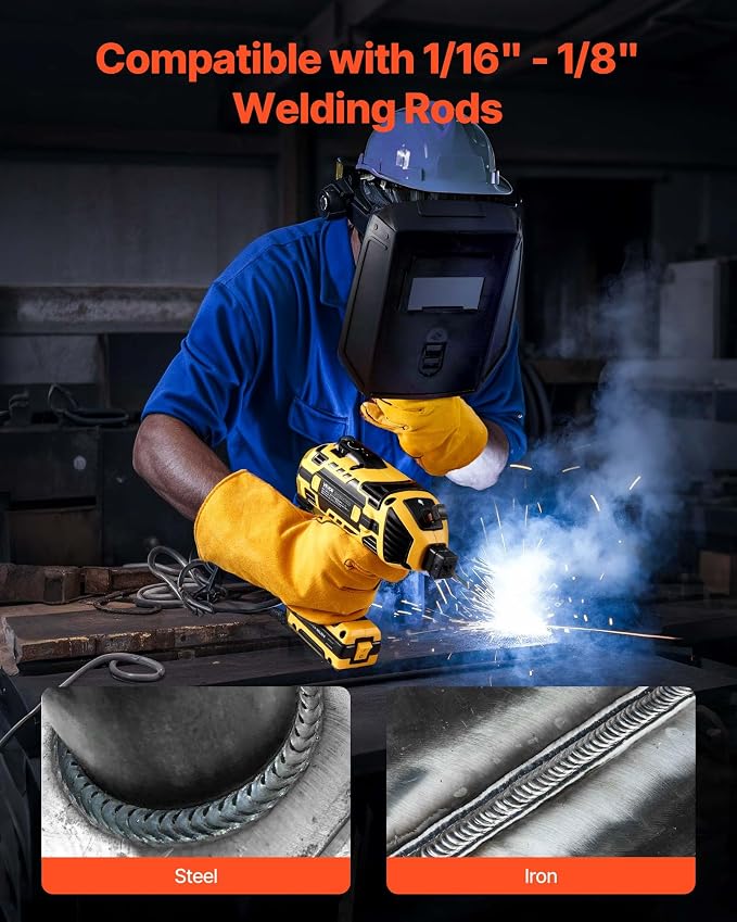 VEVOR Portable Handheld Welding Machine, 20-120A Portable ARC Welder with 5-Level Current Adjustment & IGBT Inverter, 110V Handheld Stick Welder with Hot Start Function Fit for 1/16"-1/8" Welding Rods