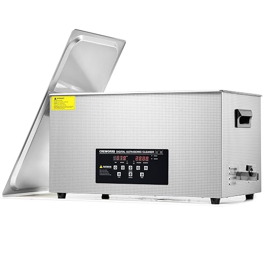 CREWORKS 22L Digital Ultrasonic Cleaner with Degas Gentle Modes, 5.8 gal. Ultrasonic Cleaning Machine, 480W Professional Ultrasound Cleaner with 600W Heater & 30 min Timer for Auto Machine Parts Tools