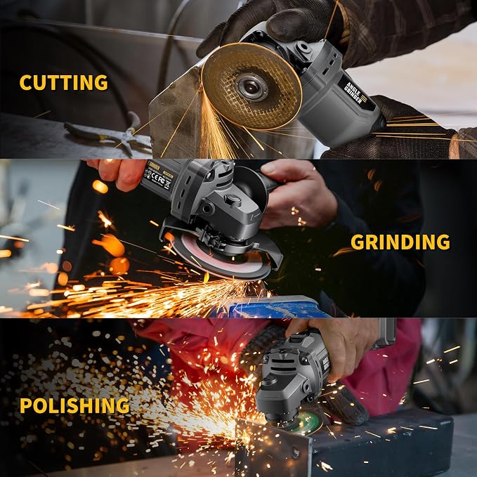 Angle Grinder 4-1/2" Cordless Compatible with DEWALT 20V Max Battery, Brushless Power Grinder Tool, 6 Variable Speed with 11 Wheels for Cutting Grinding Polishing (Tool Only)