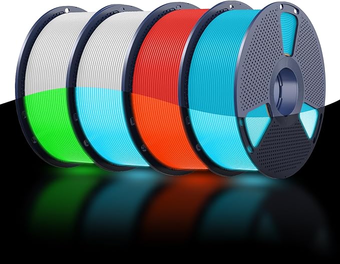 SUNLU 4KG PETG Glow in Dark Filament Bundle,Luminous PETG 3D Printer Filament 1.75mm,Dimensional Accuracy +/- 0.02mm,4kg in Total,1kg per Spool,(White,Glow Blue/White,Glow Green/Glow Blue/Glow Red).