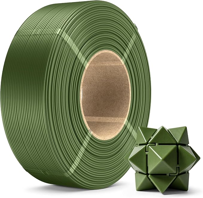 SUNLU PLA+2.0 3D Printer Filament Refill 1.75mm, 1KG Olive Green | High Toughness PLA+ Filament, No Spool Refill for Reusable Spools, Compatible with Bambu Lab 3D Printers, Olive Green