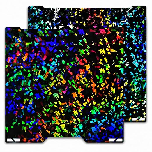 355x346mm PEF+PEY Holographic Build Plate for Bambu Lab H2S/H2D, Rainbow Confetti PEF+Galaxy PEY Spring Steel Plate Print Bed Heated Bed for Bambulab H2D 3D Printers