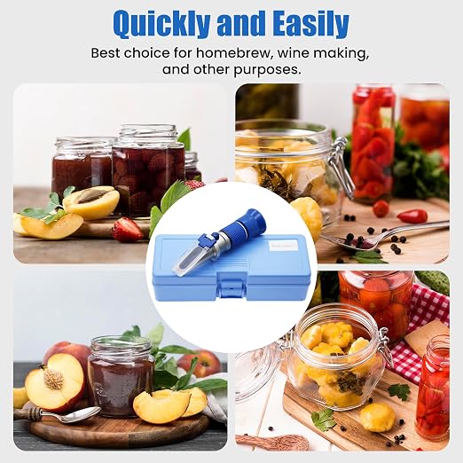 0-90% Brix Refractometer Test Sugar Content in Food Handheld Refractometer with ATC Sugar Refractometer for Cutting Fluid, Fruit, Canned Food (Made of Copper Not Cheap Aluminum)