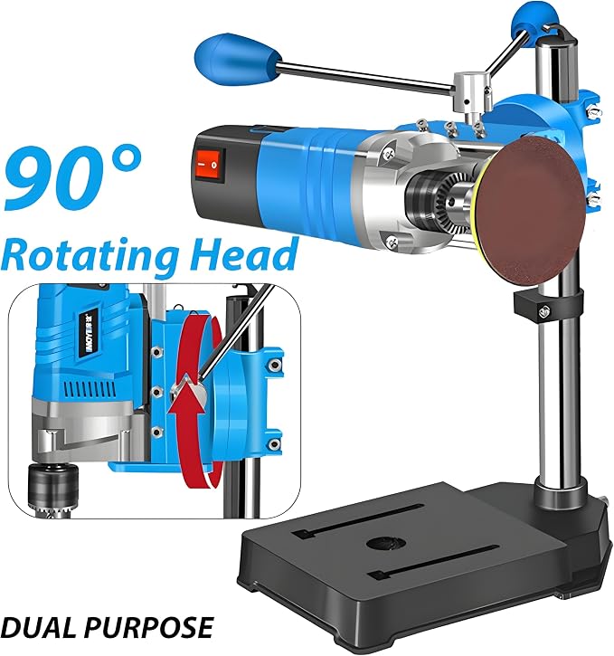 Mini Drill Press, 6 Speed 1200W Electric Benchtop Drill Press Machine, 90° Rotating, Vise, 1.5-13mm Chuck for Workshop Craftsman Drilling Grinding Polishing Wood Plastic Metal