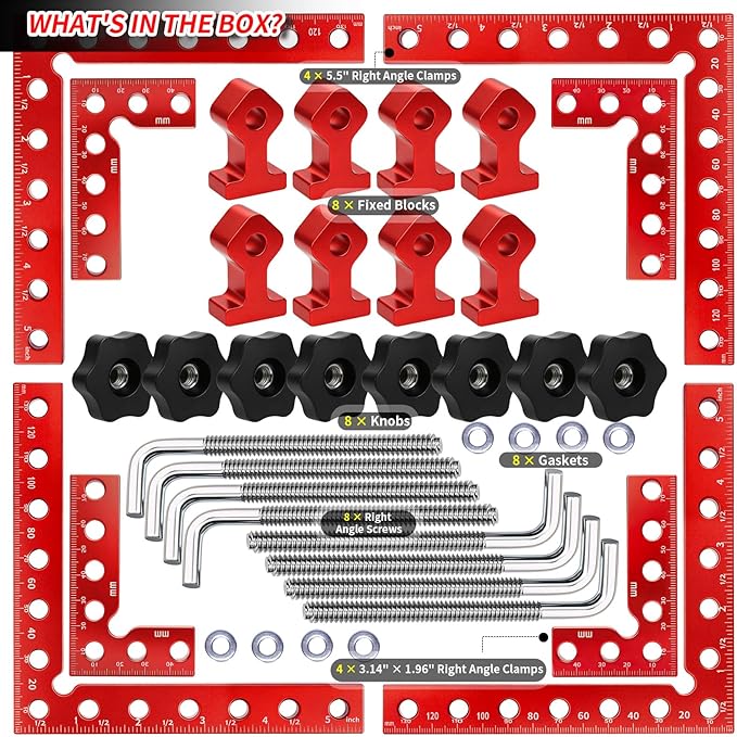 8PCS 4PCS 5.5" & 4PCS 3.14" Corner Clamps for Woodworking Precision CNC aluminum 90° clamps, for cabinets, frames, drawers, furniture. Pro & DIY essential with storage case
