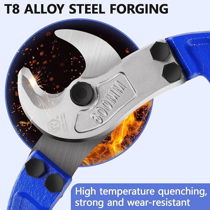 ZrgGea Cable Cutters 18 inch, Industrial-Grade Heavy-Duty Cable Cutter, Forged from T8 Alloy Steel, HRC56, Sharp Cutting. Suitable for Cutting Copper and Aluminum Core Cables, Blue