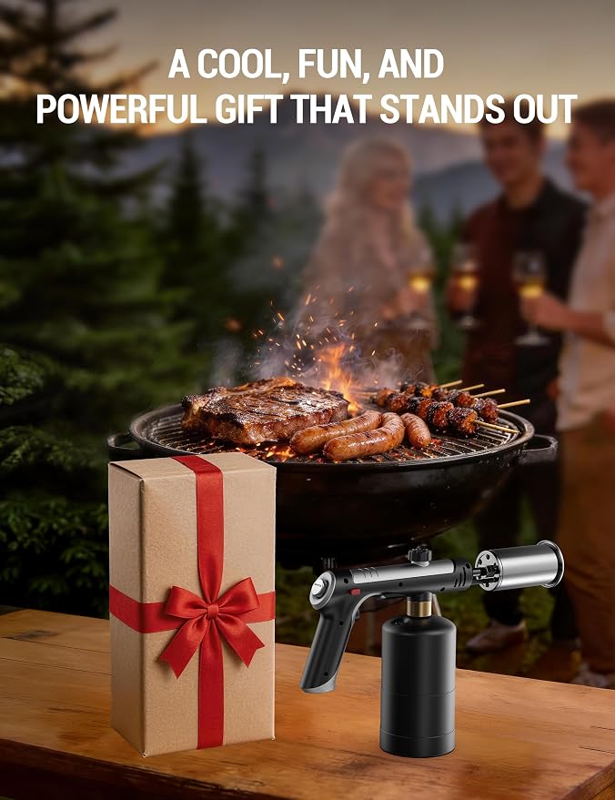 ThermoMaven Propane Torch with One-Touch Max Fire, Blow Torch Gun with Safety Lock, Charcoal Lighter Flamethrower, Kitchen Food Torch Head for Grill, Sous Vide, BBQ, Midnight Cobalt(Tank Not Included)