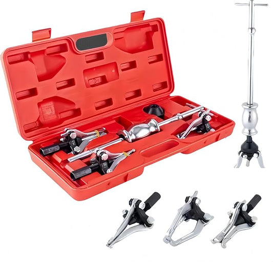 RQG 3 Jaw Slide Hammer Bearing Puller Set, Universal Internal External Bearing Gear Puller Set, Alloy Steel Pulley Wheel Bearing Removal Tool Set with Storage Case