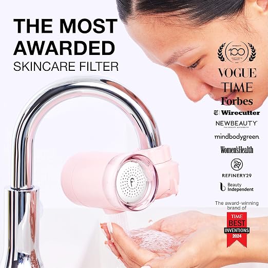 Filterbaby Skincare Filter 2.0, Bathroom Sink Filter Faucet for Skin Care | 99.9% Chlorine Removal – 0.000001 mm Carbon Fiber, Clinically Tested, Skin Hydration in 2 Weeks (Light Pink)