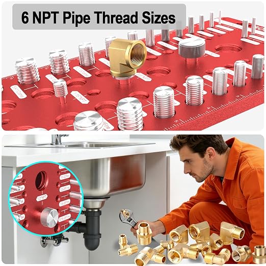 Upgrade 88 Thread Checker with 6 NPT Pipe Thread, 30 Standard & 30 Metric & 22 Drill Bit Gauge, Nut and Bolt Thread Checker with Magnetic Base, Wall-Mountable Bolt Size Finder Tool