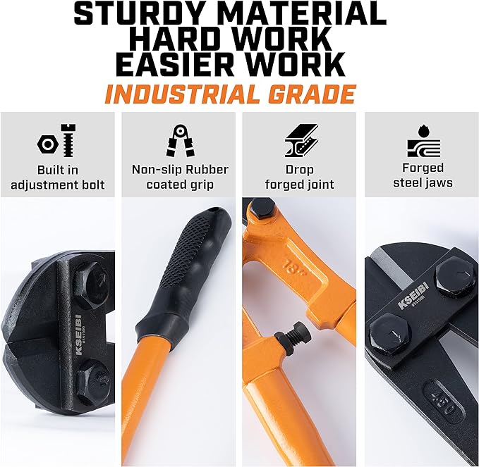 KSEIBI 141570 Heavy-Duty Mini Bolt Cutter 12" for Cutting Fence, Steel Wire, Small Chain, Screws, and Rivet, with Soft Grip Rubber Ergonomic Handle Cutters