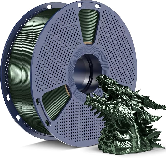 SUNLU Silk PLA+ Filament 1.75mm, Chrome Like Gloss Finish, Smooth Silk Texture, Upgraded Formula for Stable Printing, 1kg(2.2lbs) PLA Plus 3D Printer Filament, Black Jade