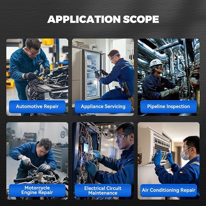 4-Way 360° Articulating Borescope with Light & Detachable Joystick, 5" HD Screen 6.2mm/0.24 in Slim Inspection Camera, 4.0Ft Semi-Rigid Cable for Automotive,HVAC,Mechanical