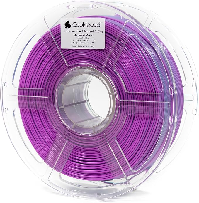 Cookiecad PLA Filament 1.75mm 1kg Dual Color Multicolor 3D Printer Filament - Mermaid Mixer PLA