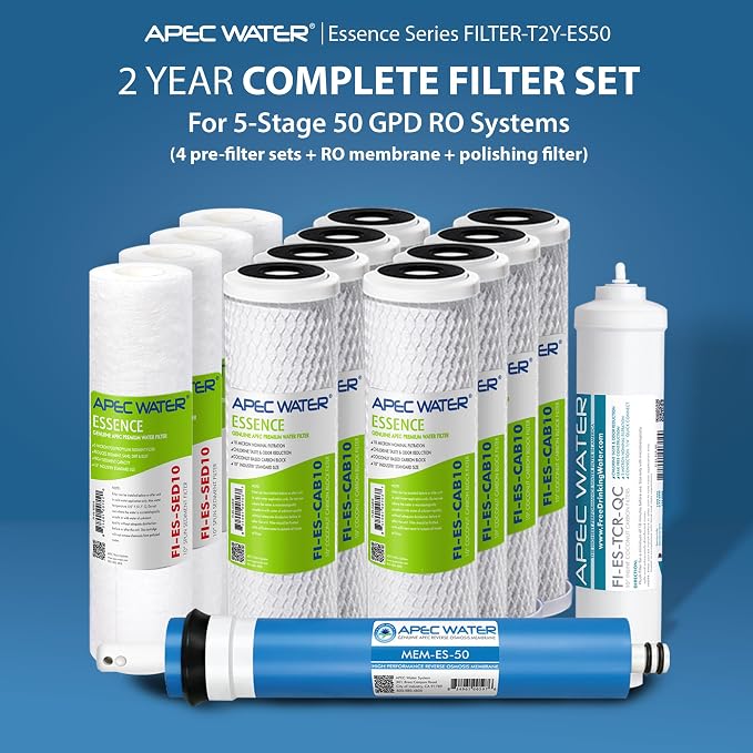 APEC Water Systems FILTER-T2Y-ES50 High Capacity Replacement Pre-Filter Sets For Essence Series Reverse Osmosis Water Filter System Stage 1-3