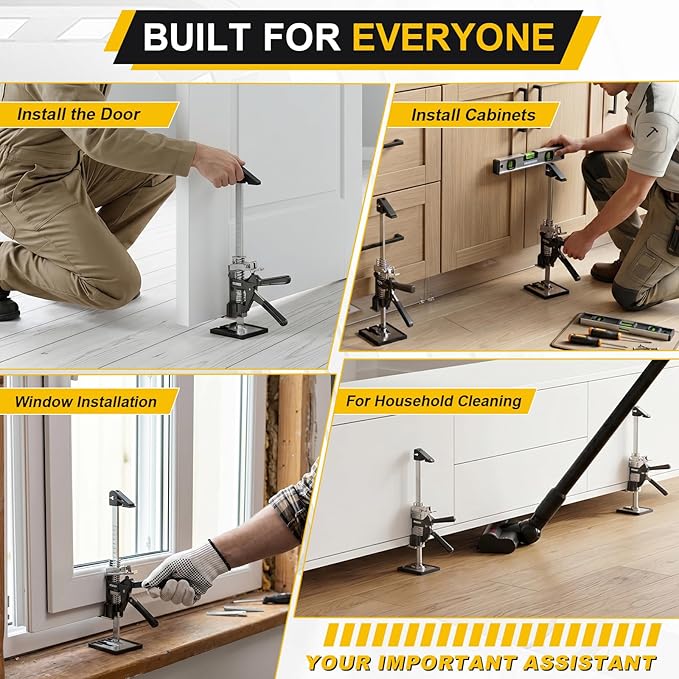 Labor Saving Arm Jack 2 Pack, 440LBS Capacity, 15 Inch Multi-Functional Lifting Tool, Stainless Steel Furniture Jack with Height Adjust & Slow/Fast Descent, for Doors, Windows, Tiles, Appliances