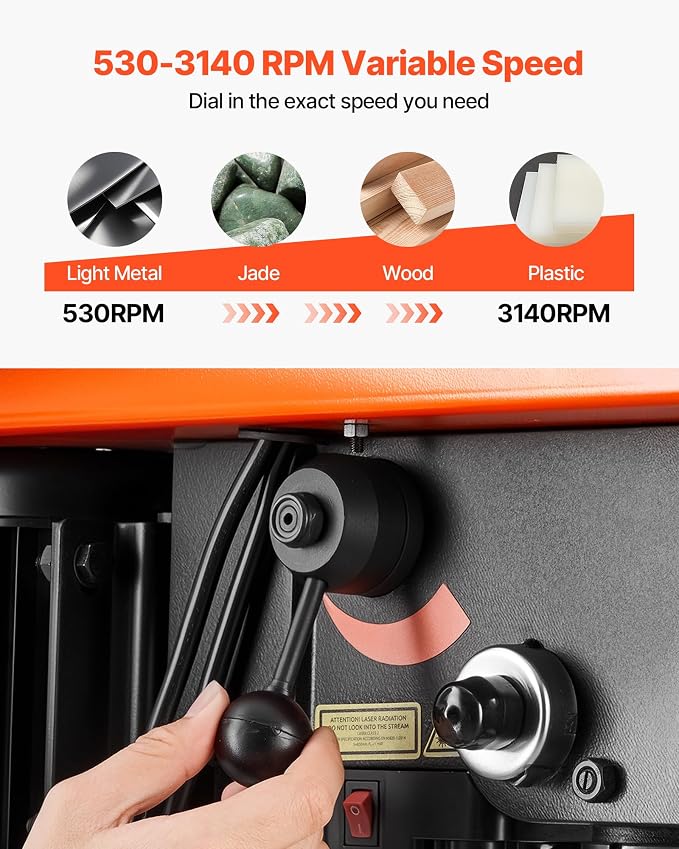 VEVOR 10-Inch Benchtop Drill Press, 5 Amp, 0.8 HP 600W Bench Drill Press, 530-3140 RPM Variable Speed, 0-45° Tilting Worktable, with Laser and LED Work Light, Tabletop Drilling Machine, for Wood Metal
