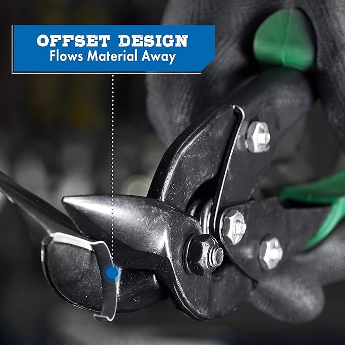 MIDWEST Blackout Series Aviation Snip - Right Cut Offset Tinner Shears, Made in the USA - MWT-6510RO