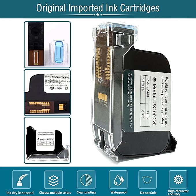 Phezer P15 Handheld Inkjet Printer for Flat Surface 0.5 Inch Nozzle for QRCode Barcode Production Date Time Logo Batch Number Print On Glass Bag Carton Box Wood Cloth Plastic Cable (25 Languages)